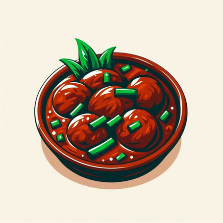 Meatballs in a bowl, vector illustration, eps 10.のイラスト素材