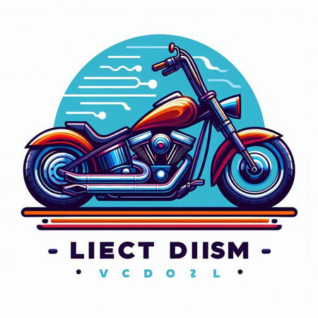 Vector illustration of custom chopper motorcycle on white background with circle frameのイラスト素材