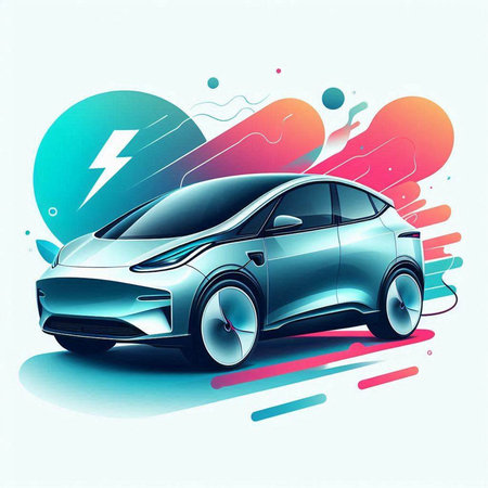 Modern car on colorful abstract background. Vector illustration. Eps 10.のイラスト素材