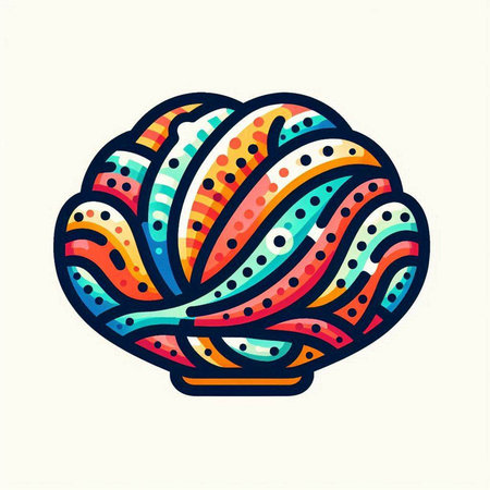 Hand drawn illustration of a sea shell. Colorful vector image.のイラスト素材