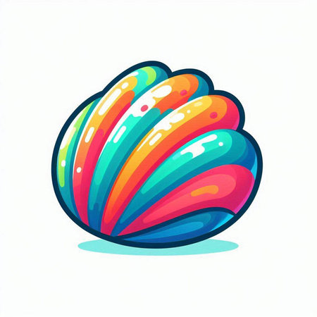 Cute colorful seashell isolated on white background. Vector illustration.のイラスト素材