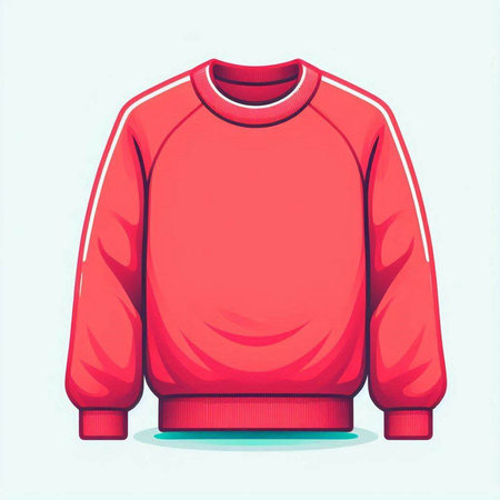Red sweater on a white background. Vector illustration in a flat style.のイラスト素材