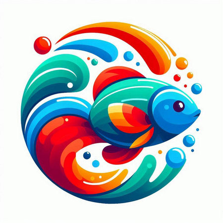 Abstract colorful fish on a white background. Vector illustration for your designのイラスト素材