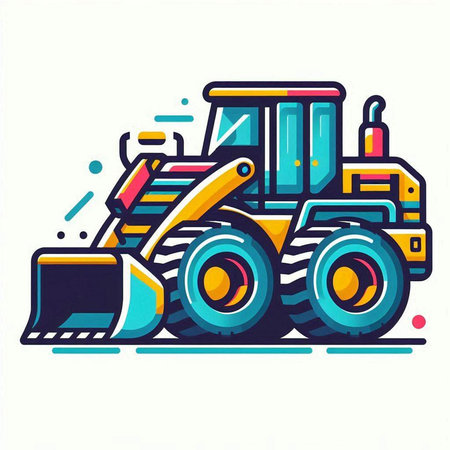 Bulldozer icon isolated on white background. Construction equipment. Vector illustration.のイラスト素材