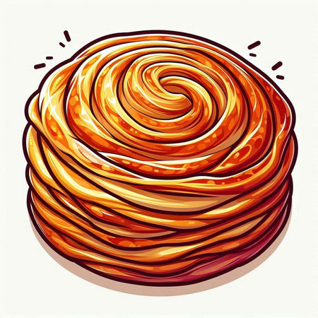 Cinnamon roll vector illustration. Hand drawn doodle style.のイラスト素材