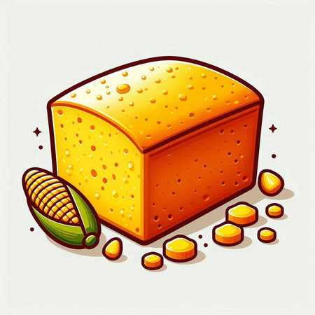 Illustration of a piece of cheese with corn on a white backgroundのイラスト素材