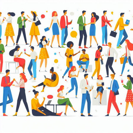 People talking and having fun in the office. Flat style vector illustration.のイラスト素材