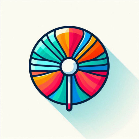 Colorful fan icon, vector illustration. Flat design style with long shadowのイラスト素材