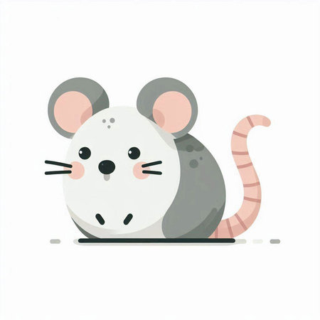 Cute cartoon mouse on a white background. Vector illustration in flat style.のイラスト素材