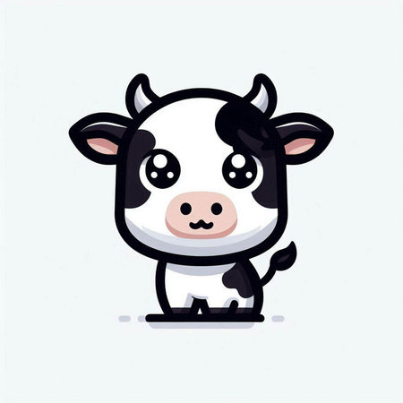 Cute cartoon cow. Vector illustration. Isolated on white background.のイラスト素材