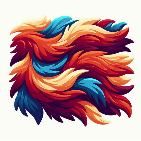 Vector illustration of a blue and orange wavy hair on a white backgroundのイラスト素材