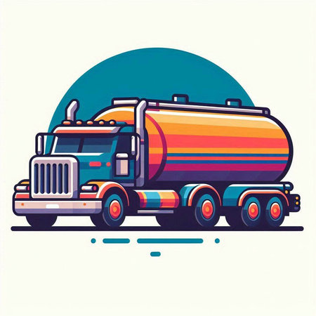 Tanker truck vector illustration. Tanker truck flat style design.のイラスト素材