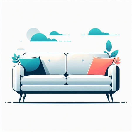 Sofa in a modern style. Vector illustration in flat style.のイラスト素材