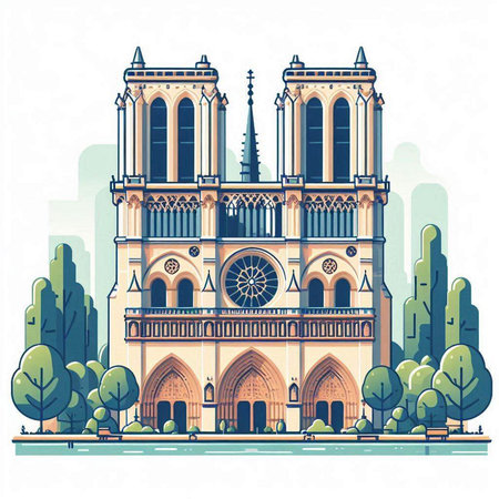 Notre Dame de Paris, France. Notre Dame de Paris, France. Vector illustrationのイラスト素材