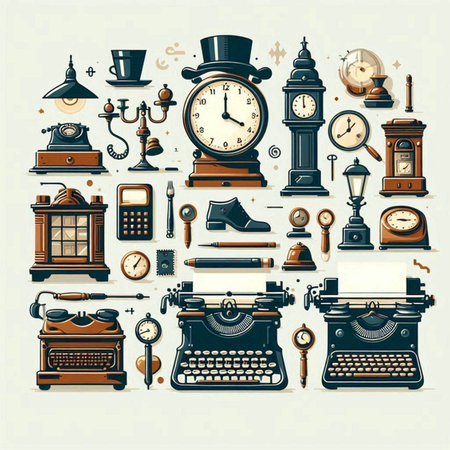 Retro and vintage icons set in retro style. Vector illustration.のイラスト素材