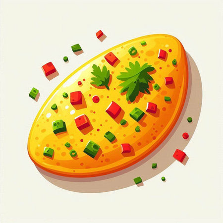 Illustration of pizza slice with parsley on a light background.のイラスト素材