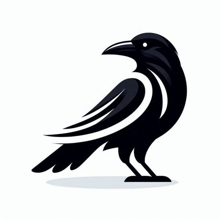 Black crow on a white background. Vector illustration. Eps 10.のイラスト素材