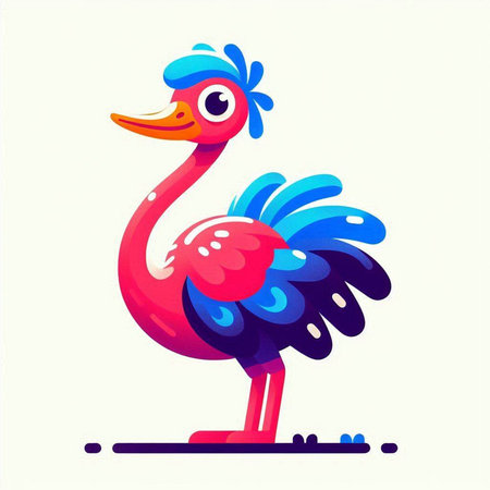 Funny cartoon rooster. Colorful vector illustration in flat styleのイラスト素材