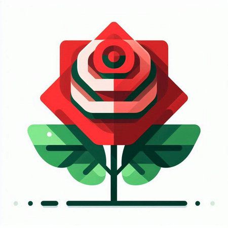 Flower icon, vector illustration. Flat design style, red rose iconのイラスト素材