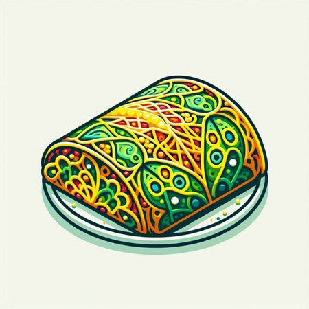 Illustration of sushi roll with colorful pattern, vector eps10のイラスト素材