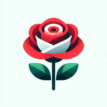 Red rose with a paper plane on a white background. Vector illustration.のイラスト素材