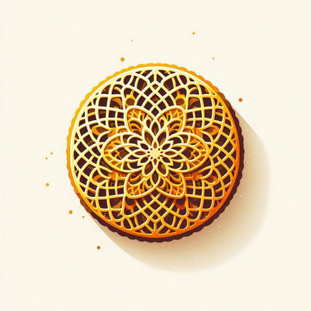 Illustration of a Biscuit with a pattern on a white backgroundのイラスト素材