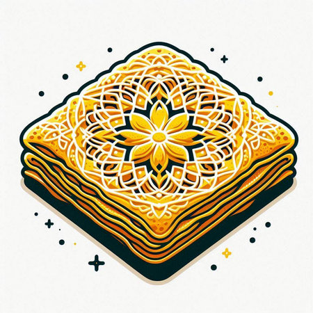 Hand drawn illustration of a stack of lasagna. Vector illustration.のイラスト素材
