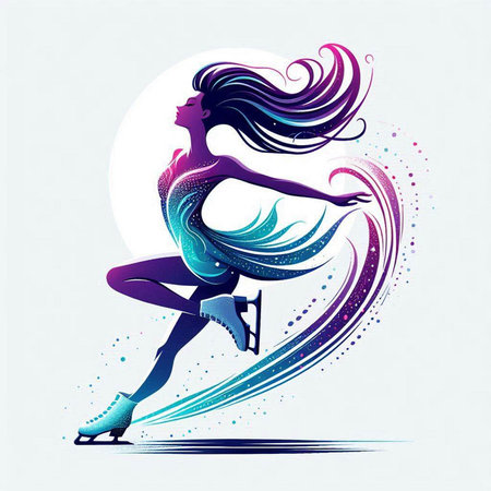 Beautiful woman figure skater on skates. Vector illustration.のイラスト素材