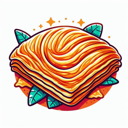 Illustration of a croissant in cartoon style on a white backgroundのイラスト素材