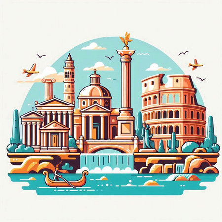 Colosseum in Rome, Italy. Colorful vector illustration.のイラスト素材