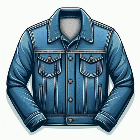Denim jacket isolated on white background. 3d render illustration.のイラスト素材