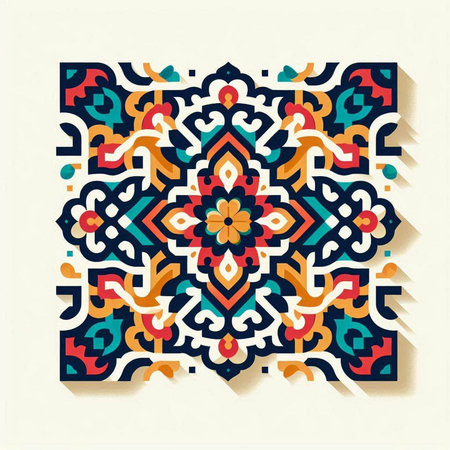 Colorful ethnic ornament. Hand drawn vector illustration for your design.のイラスト素材