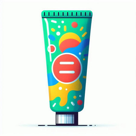 Vector illustration of a tube of sunscreen with an inscription on it.のイラスト素材