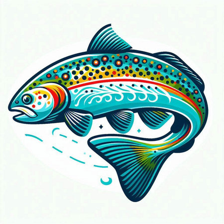 Vector illustration of a rainbow trout in the form of a tattoo.のイラスト素材