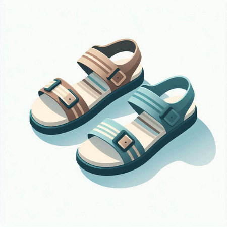 Children's sandals isolated on a white background. Vector illustration.のイラスト素材
