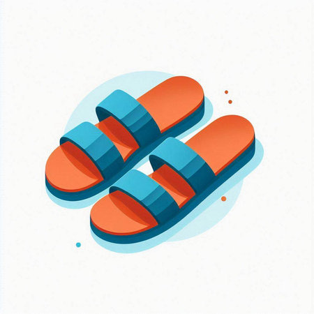 Pair of flip flops. Isometric style. Vector illustration.のイラスト素材