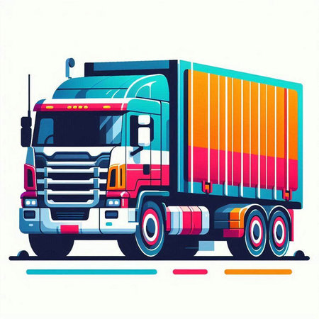 Modern semi-trailer truck. Vector illustration on white background.のイラスト素材