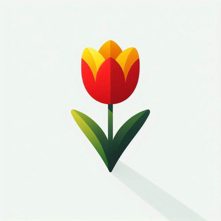 Red tulip with shadow on a white background. Vector illustration.のイラスト素材