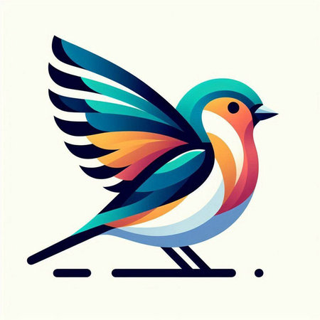 Bird logo. Colorful bird logo on white background. Vector illustration.のイラスト素材