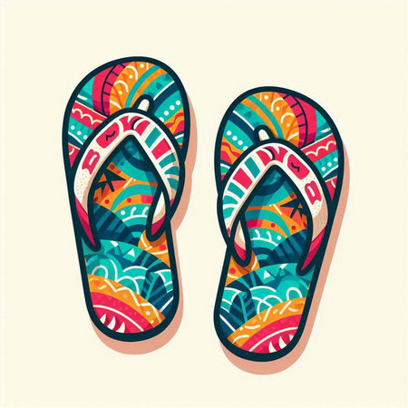 Flip flops. Vector illustration. Hand drawn design elements.のイラスト素材