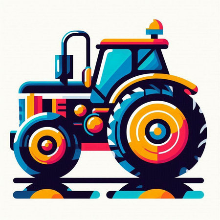 Tractor, vector illustration. Isolated on a white background.のイラスト素材