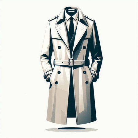 Men's coat with a tie and a coat. Vector illustration.のイラスト素材
