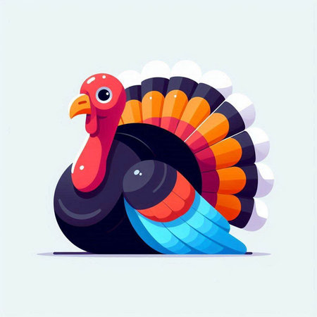 Thanksgiving turkey. Flat style vector illustration isolated on white background.のイラスト素材