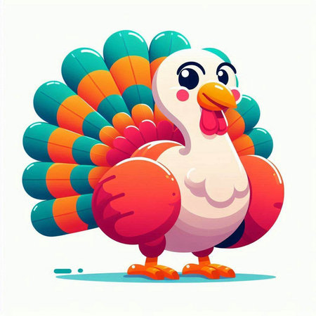 Cartoon funny turkey isolated on white background. Vector illustration for your designのイラスト素材