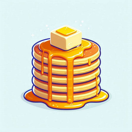 Pancakes with honey on a blue background. Vector illustration.のイラスト素材