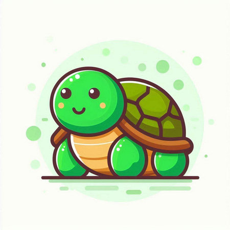 Cute cartoon turtle character. Vector illustration in a flat style.のイラスト素材
