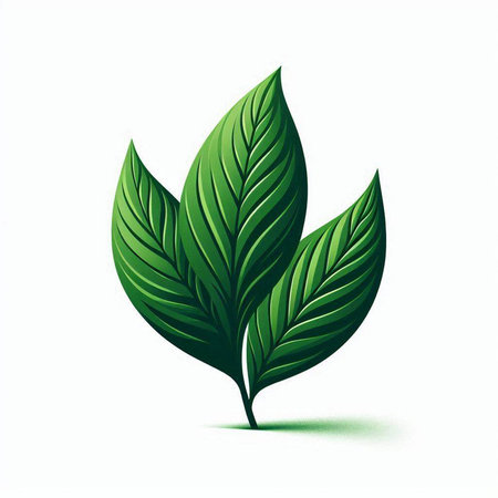 Green leaves on a white background. Vector illustration. Eps 10.のイラスト素材