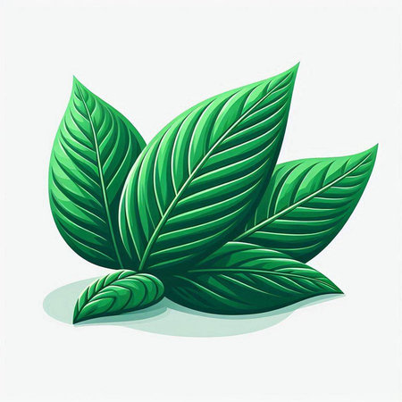 Green leaves isolated on white background. Vector illustration. Eps 10.のイラスト素材
