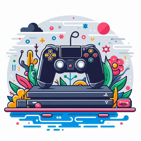 Gamepad. Vector illustration in flat style on the theme of video games.のイラスト素材