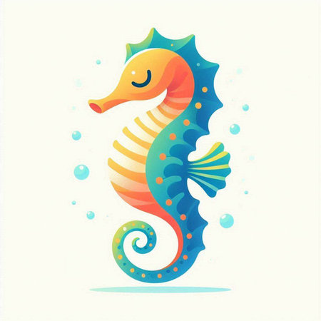 Illustration of seahorse on a white background, vector illustrationのイラスト素材